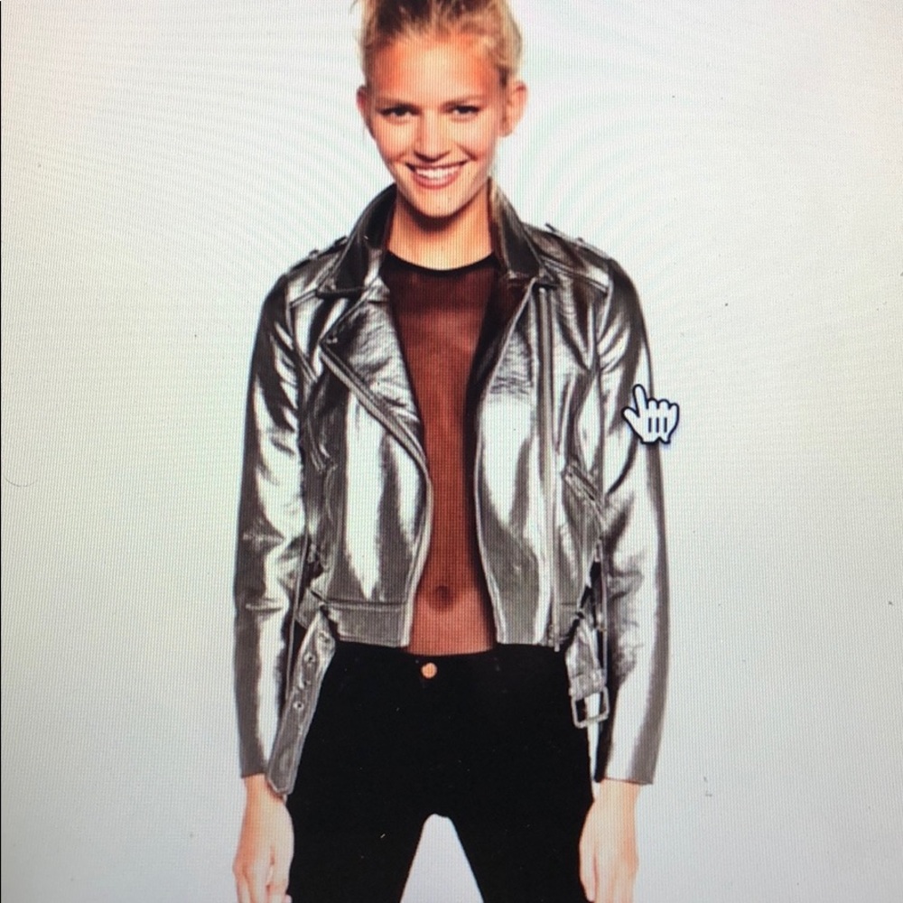 Metallic Silver Biker Jacket NWT